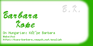 barbara kope business card